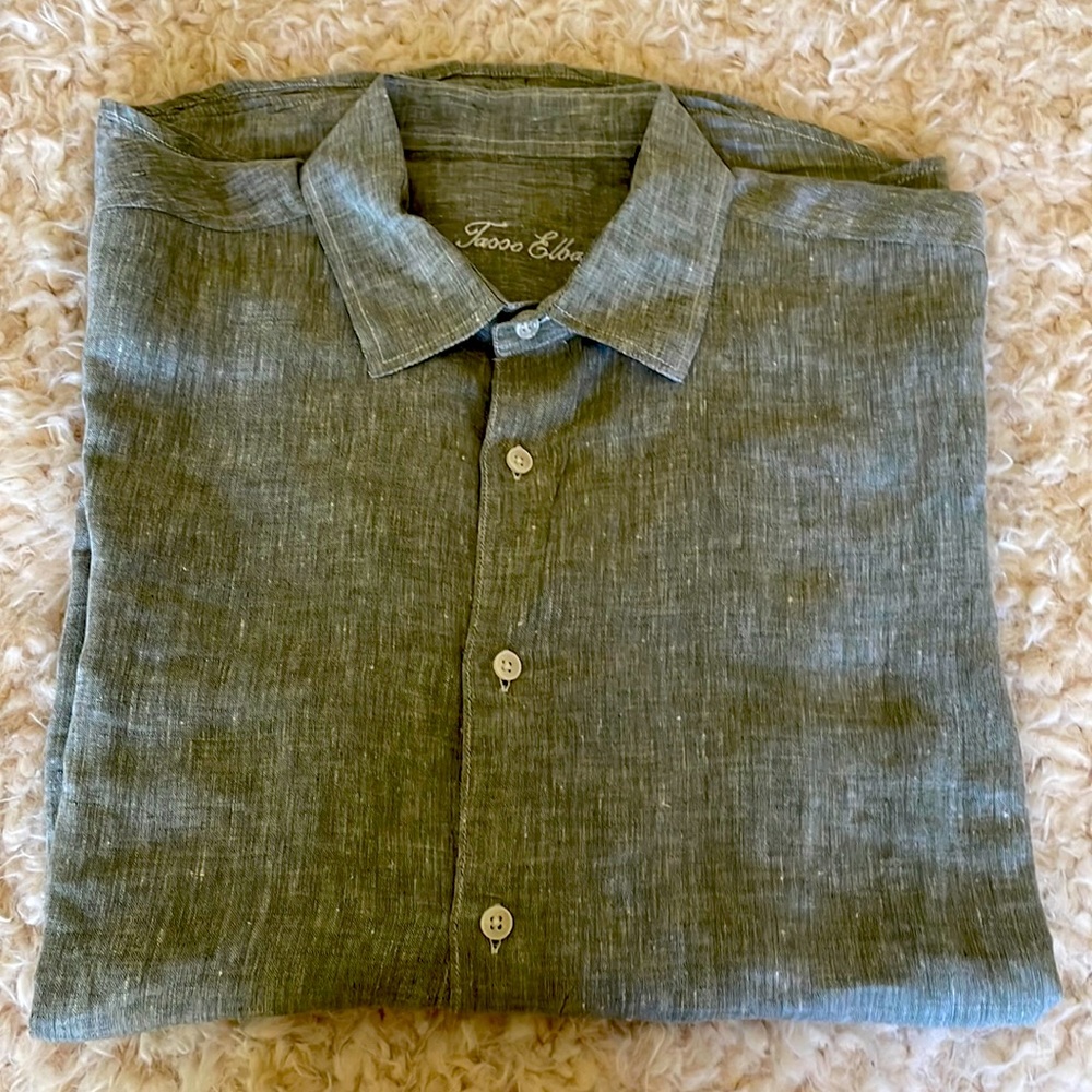 Light green linen long sleeved shirt